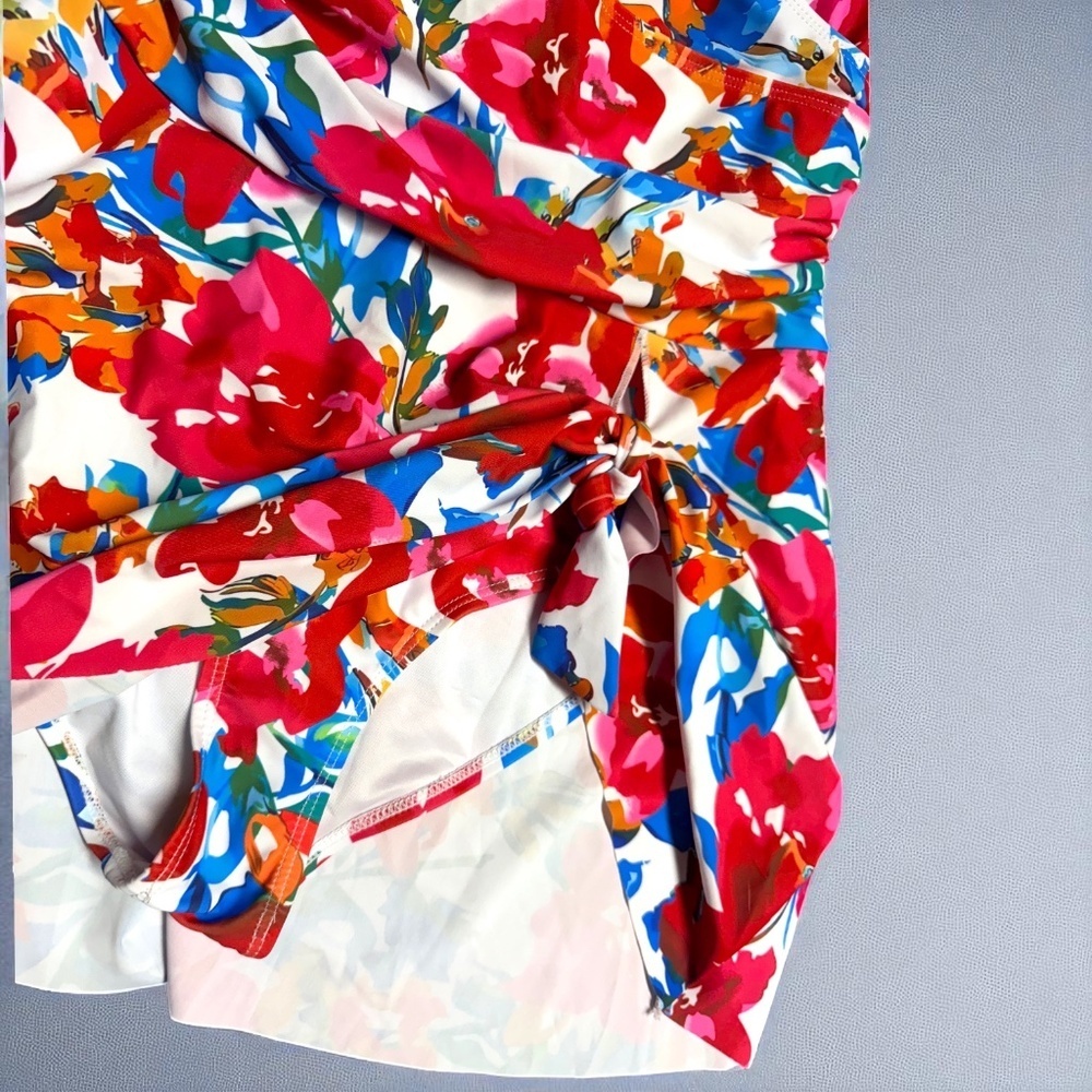 Colorful Floral Swimdress Medium NWOT Tummy Control One Piece Swimwear - Picture 12 of 12